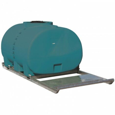 Portable water cartage tank with steel frame and pump plate