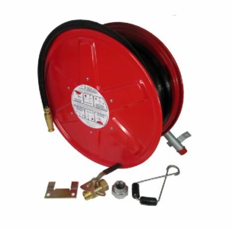 red commercial fire hose reel