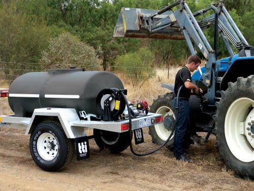 TTI diesel tank trailer refuelling tractor onsite in Australia